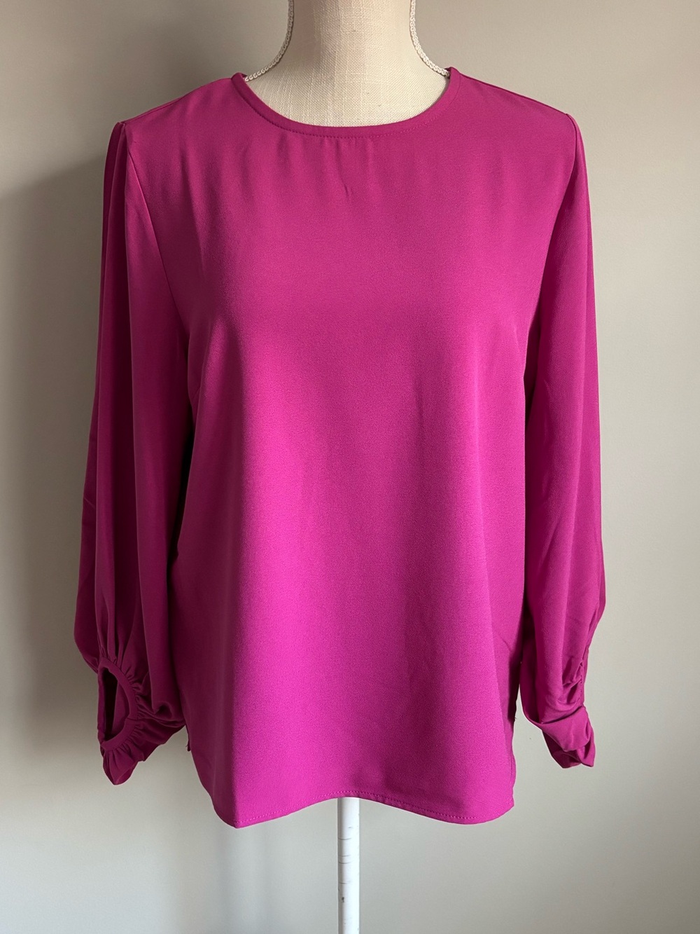 Long Sleeve Blouse Bright Fuchsia Pink